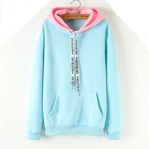 Sky Blue Hoodie with Pink Hood
